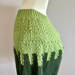 手編み ツートンニット (グリーン) 6枚目の画像