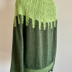 手編み ツートンニット (グリーン) 8枚目の画像