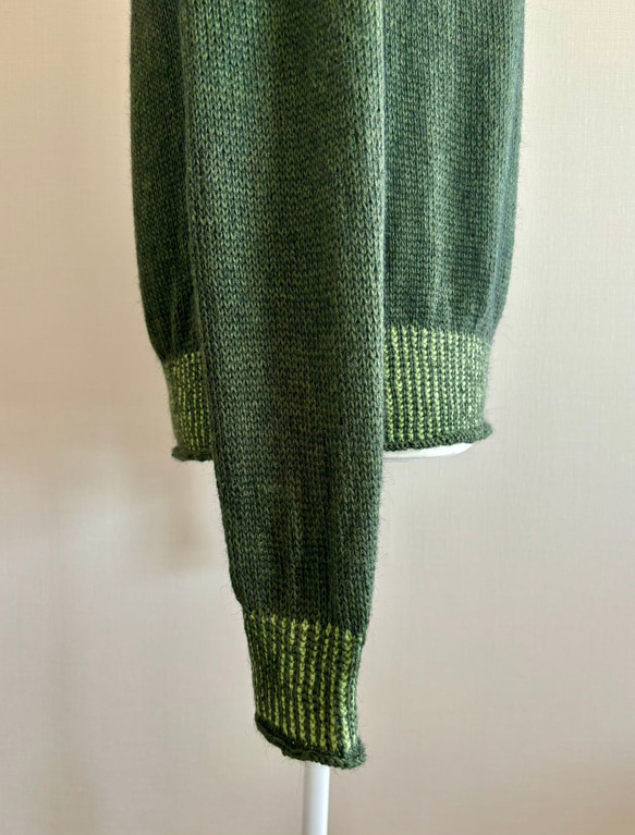手編み ツートンニット (グリーン) 7枚目の画像