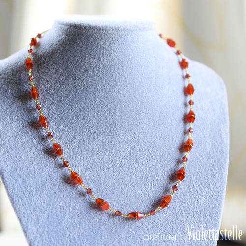 秋色 カーネリアンとガーネットのネックレス ネックレス・ペンダント