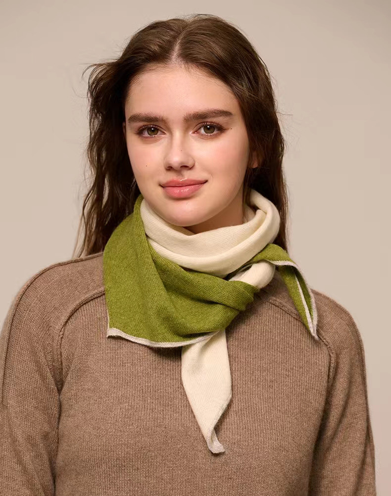 スヌード冬 ネックウォーマー スヌード マフラー ストール カシミヤ100% 2色ステッチ 斜面 内モンゴル製 世界最高