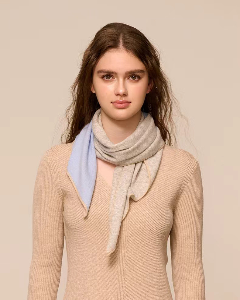 スヌード冬 ネックウォーマー スヌード マフラー ストール カシミヤ100% 2色ステッチ 斜面 内モンゴル製 世界最高