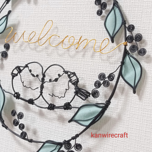 ワイヤーアート ワイヤークラフト リース シマエナガ welcome