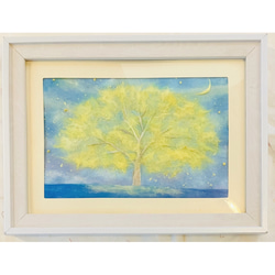 和紙ちぎり絵原画『からすうりと杉の葉』P10号横(530×410mm) 和紙ちぎり絵原画『からすうりと杉の葉』P10号横(530×