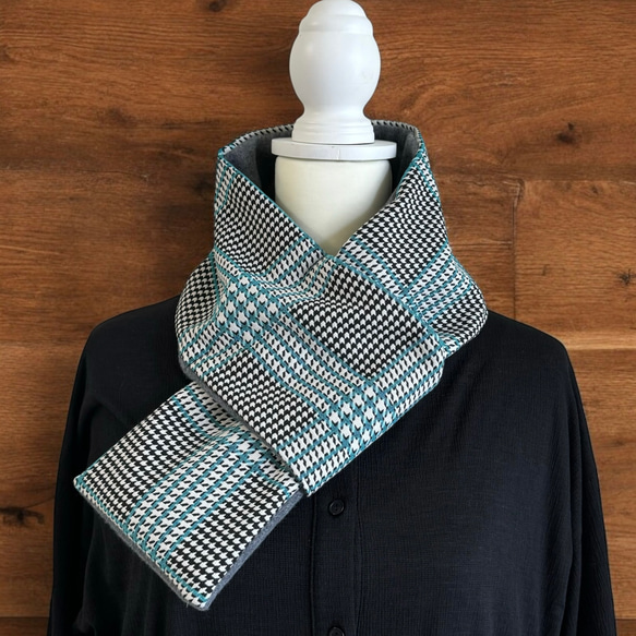 イタリア製/チェック柄◆コンパクトマフラー 3枚目の画像