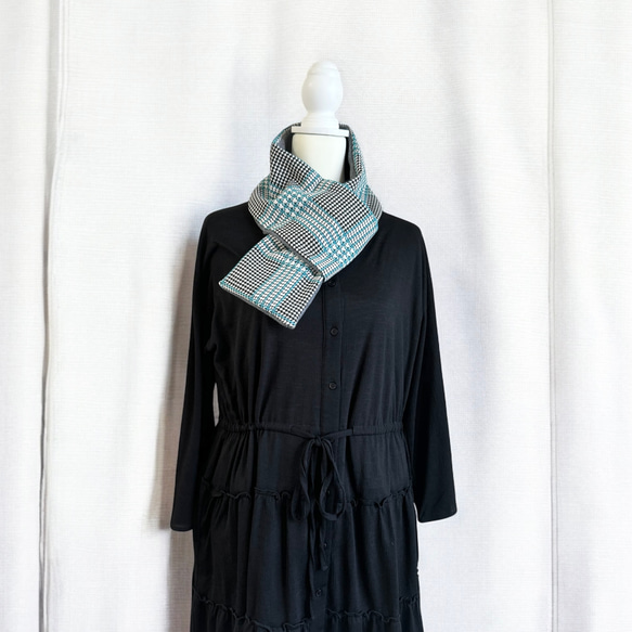 イタリア製/チェック柄◆コンパクトマフラー 4枚目の画像