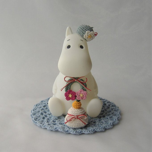 しろくま貯金箱♡鏡餅 白または紅白 編みぐるみ あみぐるみ 正月 飾り