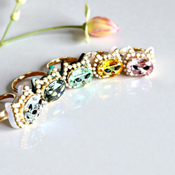 アレルギー対応 スワロフスキー 猫 2way ピアス イヤリング 大粒