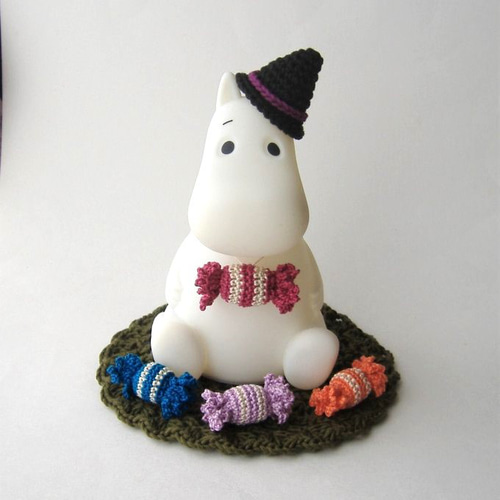 小・キャンディー♡しろくま貯金箱 ハロウィン 飴 菓子 あみぐるみ