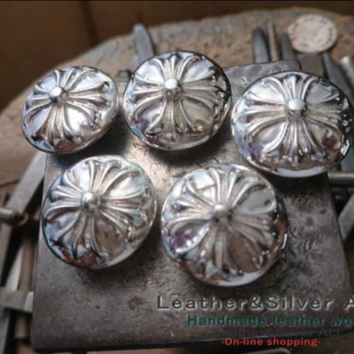 Leather&Silver Act クロスシルバーコンチョ シルバー925 レザー Leather&Silver Act クロスシルバーコンチョ シルバー925 レザー