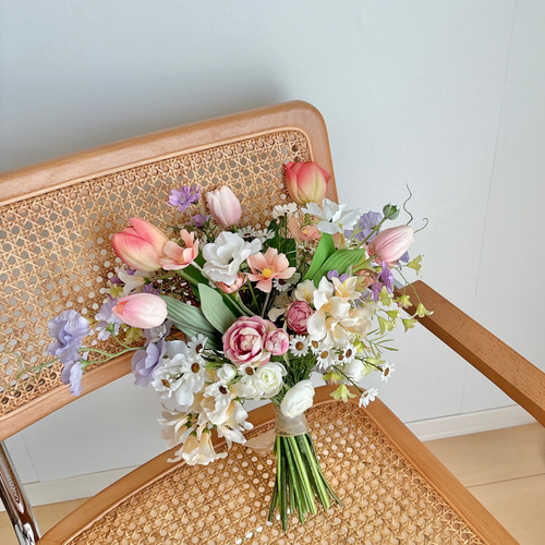 即納品可］カラフルブーケ♩女性らしさ満点のオーバルブーケ 大人気の