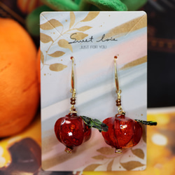 ハロウィンの可愛くて毒毒しいかぼちゃのピアス ピアス（フック