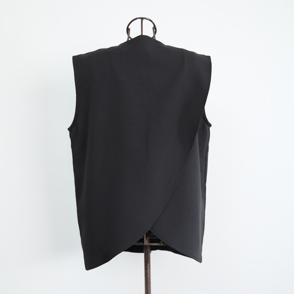【洗える】エアリーな着こなし バックスリット デザイン ジレ　ブラック　0659BK 15枚目の画像