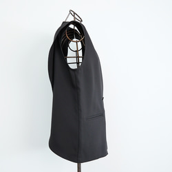 【洗える】エアリーな着こなし バックスリット デザイン ジレ　ブラック　0659BK 14枚目の画像