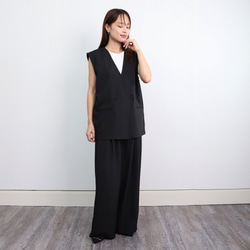 【洗える】エアリーな着こなし バックスリット デザイン ジレ　ブラック　0659BK 10枚目の画像