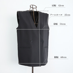 【洗える】エアリーな着こなし バックスリット デザイン ジレ　ブラック　0659BK 20枚目の画像