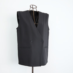 【洗える】エアリーな着こなし バックスリット デザイン ジレ　ブラック　0659BK 13枚目の画像