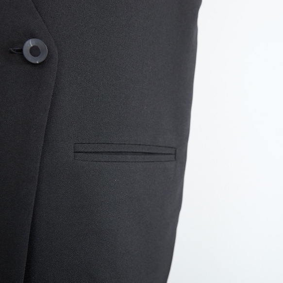 【洗える】エアリーな着こなし バックスリット デザイン ジレ　ブラック　0659BK 16枚目の画像