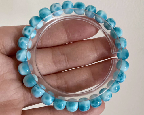 天然無処理 ラリマー 樽型 ブレスレット N19875 ブレスレット 天然石屋