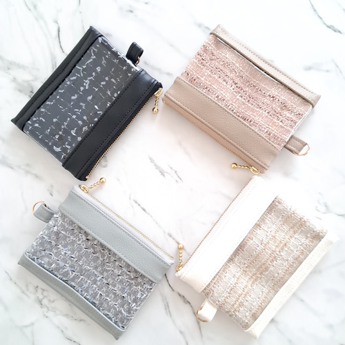 透明窓付き パスケース スマートキーケース ミニポーチ リール付き