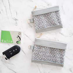 透明窓付き パスケース スマートキーケース ミニポーチ リール付き