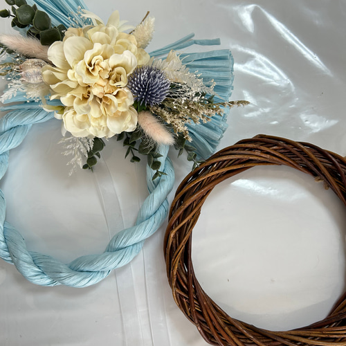 新作＊お正月早割＊しめ縄とリース土台付き＊スワッグ3way*付け替え