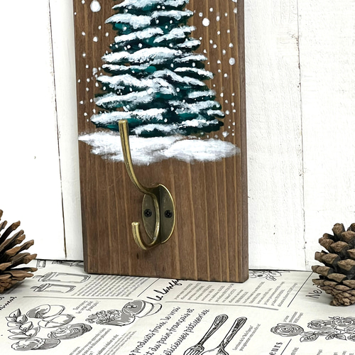 受注制作＊クリスマス＊ 冬のインテリアフック【 もみの木・雪