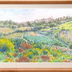 水彩画原画　桜堤と菜の花 送料無料 通販 水彩画原画 桜堤と菜の花 ＃590 | iichi 日々の