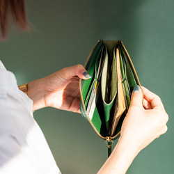 長財布 Ｌ字ファスナー レディース メンズ 栃木レザー 財布 スリム コンパクト 日本製 本革 ヌメ革 ファスナーレス 6枚目の画像