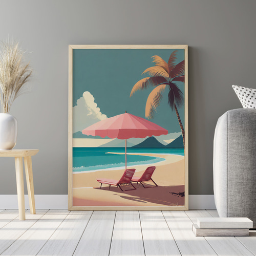 ハワイ アートポスター ロイヤル ハネムーン Hawaii 海 ビーチ アート