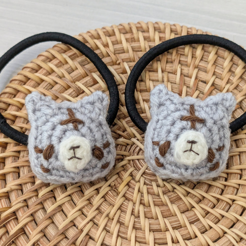 受注生産】ぷっくり あみぐるみ トラ猫 ヘアゴム【2個セット