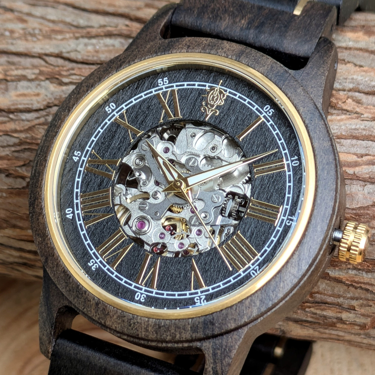 【自動巻き木製腕時計】EINBAND Frieden エボニーウッド文字盤 ウッドウォッチ 40mm