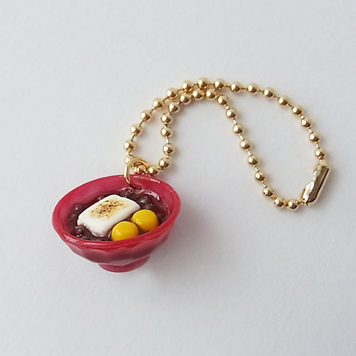栗ぜんざいのキーホルダー 和菓子 和スイーツ おでかけ 甘味 レジン