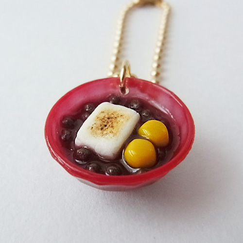 栗ぜんざいのキーホルダー 和菓子 和スイーツ おでかけ 甘味 レジン