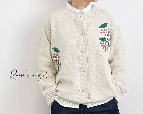 ▼グッチ GUCCI カーディガン フルーツ柄 果物 ニット 羽織 葡萄 ブドウ ▽グッチ GUCCI カーディガン フルーツ柄 果物 ニット 羽織 葡萄