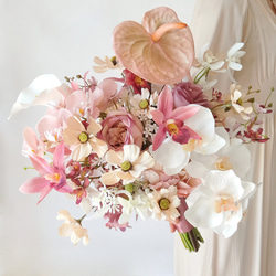 胡蝶蘭とアンスリウムのウェディングブーケ&ブートニア❀和洋ブーケ