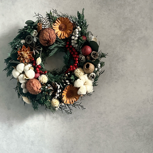 ◇早割クリスマス2024◇プリザーブドグリーンのクリスマスリース