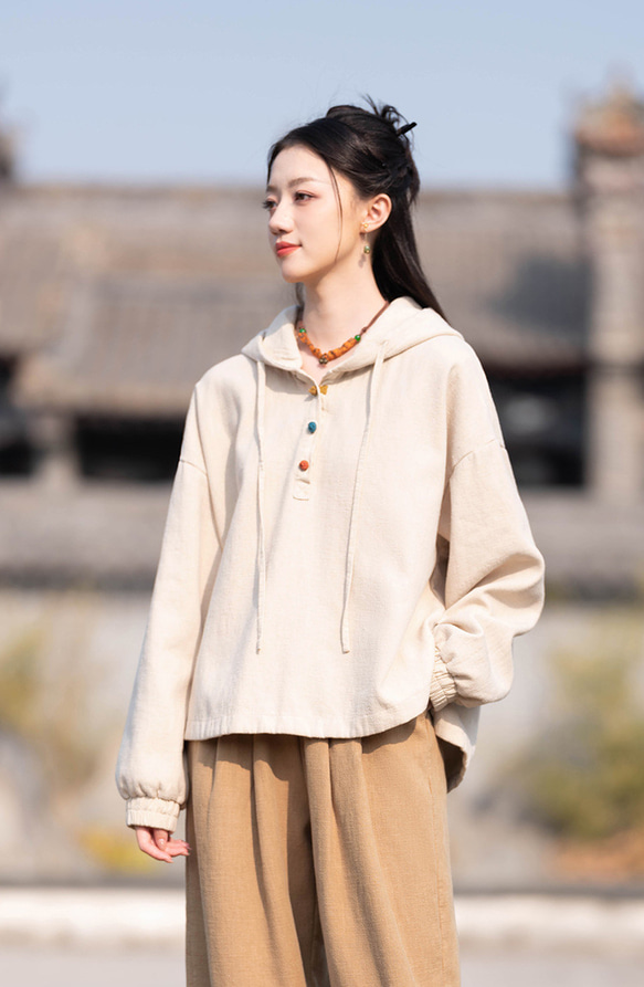 沙洗苧麻羊毛秋冬保暖派克大衣#Asairo 第5張的照片