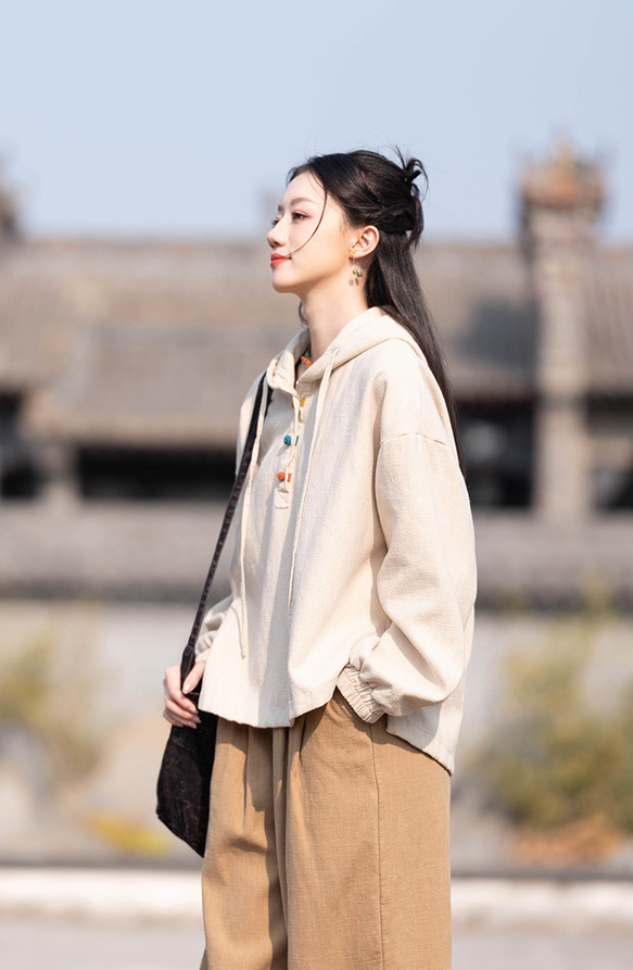 沙洗苧麻羊毛秋冬保暖派克大衣#Asairo 第7張的照片