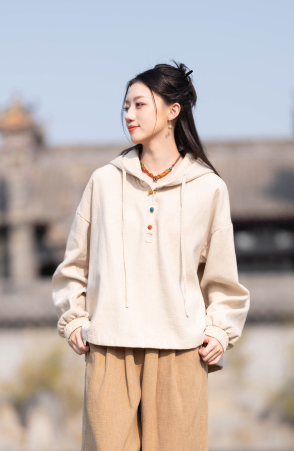 沙洗苧麻羊毛秋冬保暖派克大衣#Asairo 第3張的照片