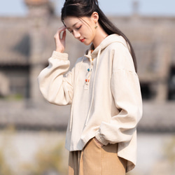 沙洗苧麻羊毛秋冬保暖派克大衣#Asairo 第4張的照片