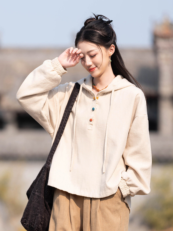 沙洗苧麻羊毛秋冬保暖派克大衣#Asairo 第2張的照片