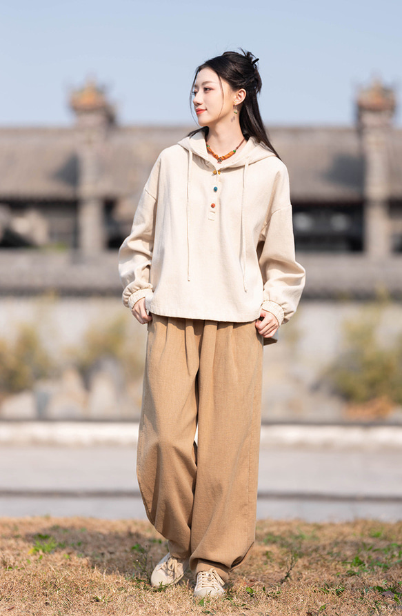 沙洗苧麻羊毛秋冬保暖派克大衣#Asairo 第11張的照片