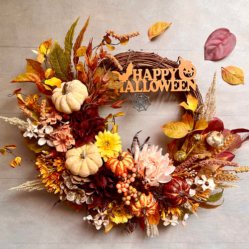 No.wreath-15555/特大2wayハロウィンリース24-(6)48x53cm