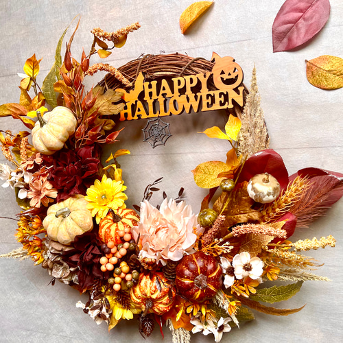 No.wreath-15555/特大2wayハロウィンリース24-(6)48x53cm