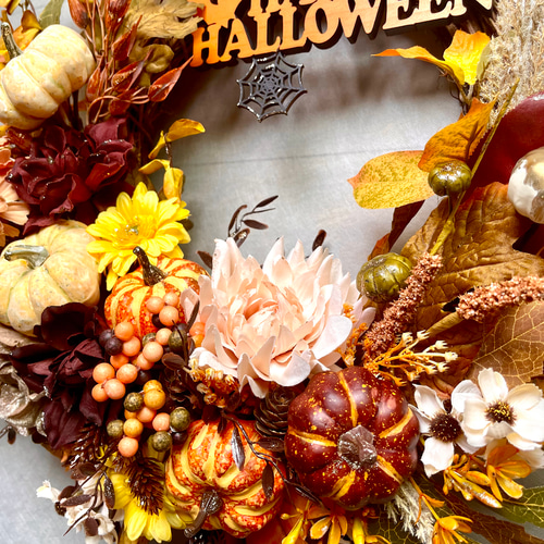No.wreath-15555/特大2wayハロウィンリース24-(6)48x53cm