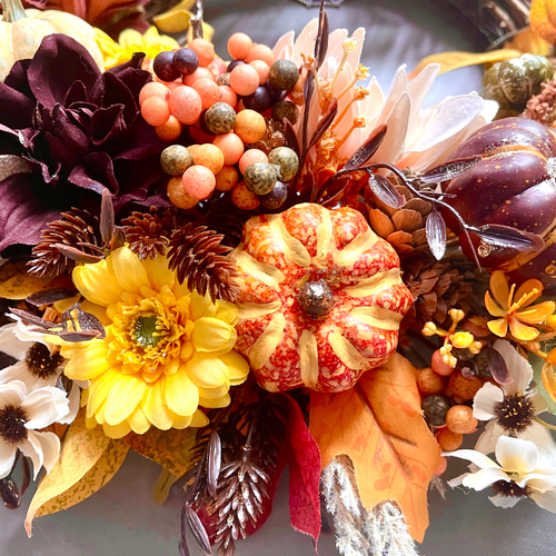 No.wreath-15555/特大2wayハロウィンリース24-(6)48x53cm