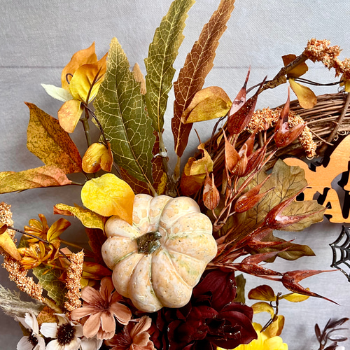 ❤︎あいぞうさま専用❤︎特大ハロウィンリース　フラワーリース　アーティフィシャル No.wreath-15555/特大2wayハロウィンリース24-(6)48x53cm