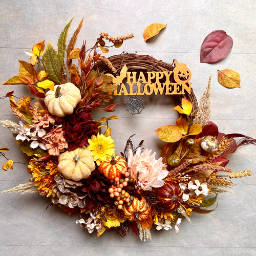 No.wreath-15555/特大2wayハロウィンリース24-(6)48x53cm