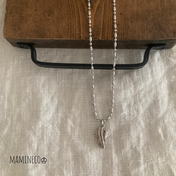 オールステンレス製 フェザーネックレス 変形ボールチェーンネックレス ライス形ボールチェーン 付けっぱなしOK!! 7枚目の画像